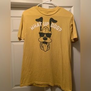 Vintage Disney land Pluto “what’s up dog” T-shirt, size M, Mens, mustard yellow.